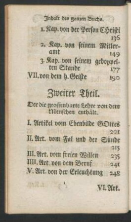 Inhalt des ganzen Buchs. Zweiter Theil