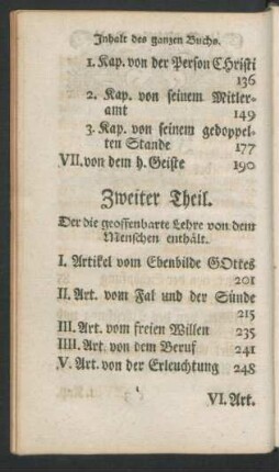 Inhalt des ganzen Buchs. Zweiter Theil