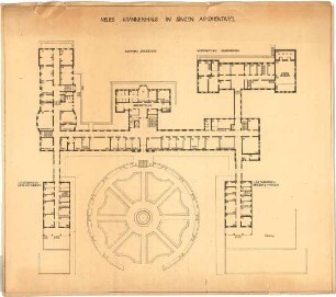 Billing, Hermann; Singen; Krankenhaus - Hauptbau (Grundriss EG); Wirtschaftsbau (Grundriss Keller)