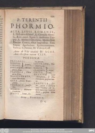P. Terentii Phormio. [...] Personae.