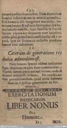 Exercitationum Physicarum Liber Nonus. De Homine.
