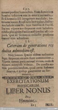 Exercitationum Physicarum Liber Nonus. De Homine.