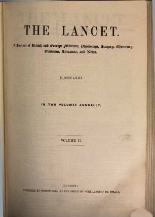 The lancet. 1863, Vol. 2
