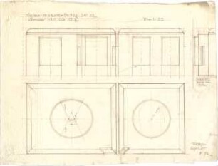 Pfann, Paul; München, Prinzregentenstr. 20 / 22; Haus Hartl - Deckenabwicklung; Zimmer Nr. 1u. 2 u. Erker (Schnitte)