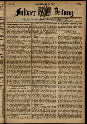 Ausgabe vom Samstag, den 11. Juli 1885.
