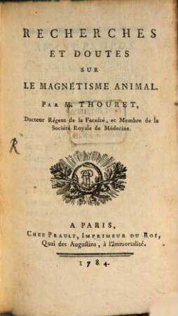 Recherches Et Doutes Sur Le Magnetisme Animal