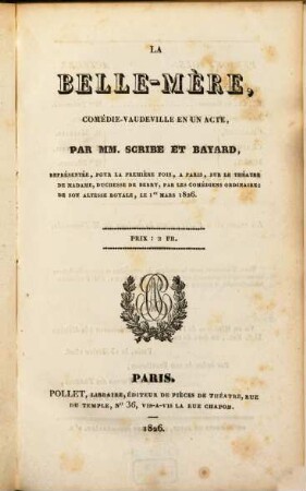 La belle-mère : comédie-vaudeville en un acte