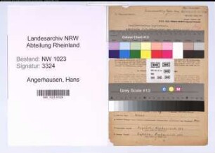 Entnazifizierung Hans Angerhausen , geb. 30.08.1913 (Verwaltungsinspektor)