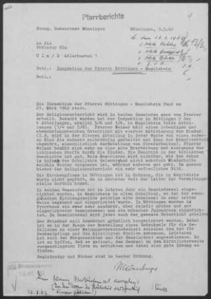Böttingen-Magolsheim: Inspektionsbericht 1962
