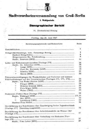 Nr. 35, 20. Juni 1947, Ordentliche Sitzung