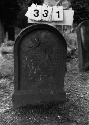 Grabstein 331 (Index: 100095653) Maße HxBxT: 65x42x9 cm Besonderheit: Kindergrab: Grabstein 331