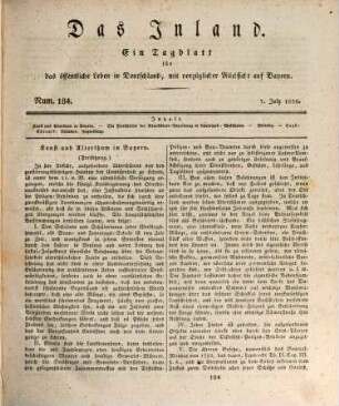 Das Inland : ein Tagblatt für das öffentliche Leben in Deutschland, mit vorzüglicher Rücksicht auf Bayern. 1830,7/12