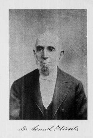 In Memory of Dr. Samuel Hirsch, Rabbi emeritus Reform Congregation Keneseth Israel, Philadelphia, died Chicago, May 14, 1889, aged 73 years, 11 mos.