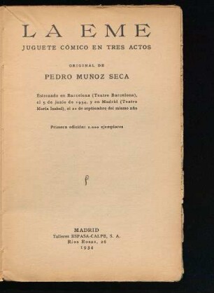 La eme : juguete cómico en tres actos