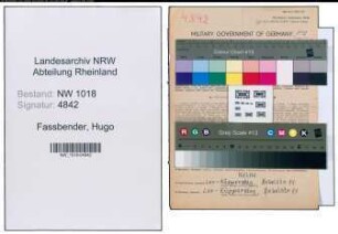Entnazifizierung Hugo Fassbender , geb. 26.10.1875 (Kassierer)