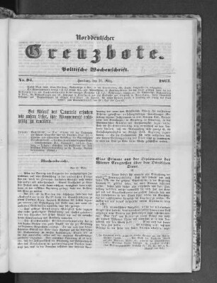 Norddeutscher Grenzbote. Politische Wochenschrift. No. 96 1863.