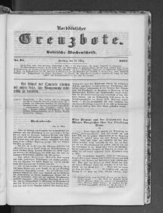 Norddeutscher Grenzbote. Politische Wochenschrift. No. 96 1863.