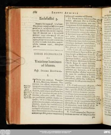 Thesis Decimasexta De Vocatione hominum ad salutem. Resp. Iacobo Bontebal.