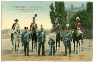 Großenhain. Uniformen des Königlich Sächsischen Husaren-Regiments Nr.18.