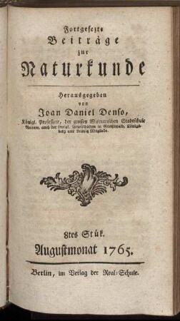 8: Fortgesetzte Beiträge zur Naturkunde