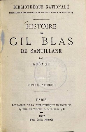 Histoire de Gil Blas de Santillane, 4.