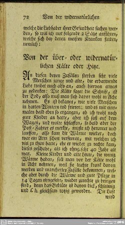 Von der über- oder widernatürlichen Kälte oder Hitze