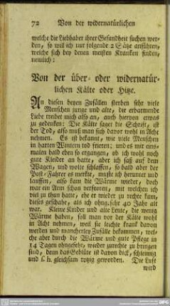 Von der über- oder widernatürlichen Kälte oder Hitze