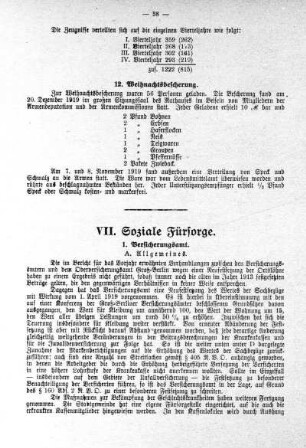 VII. Soziale Fürsorge