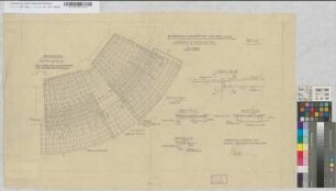 Neubau eines Empfangsgebäudes auf Bahnhof Neubeckum, Blatt 41: Vorderdach in Eisenbeton: Grundriß, Schnitte, M. 1:20