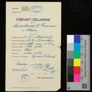 Harry Eisenach, Dienstzeugnis "Max Albrecht"