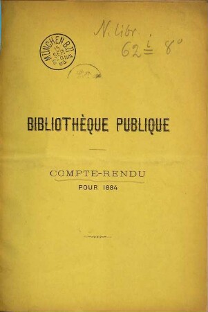 Compte rendu. 1884