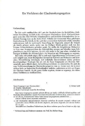 184-192 Ein Verfahren der Glaubenskongregation