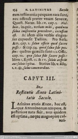 Caput III. De Restitutis Aeneo Latinitatis Saeculo
