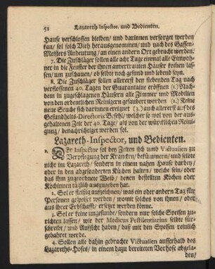 Lazareth-Inspector, und Bedienten.