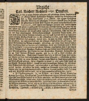 A1r-A3v, Urgicht Carl. Reichert Rechners vulgo Druckers.