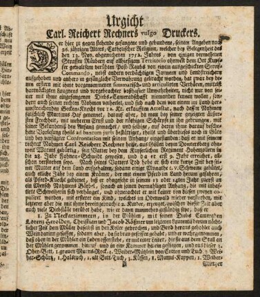 A1r-A3v, Urgicht Carl. Reichert Rechners vulgo Druckers.