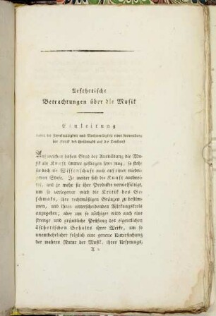 Aesthetische Betrachtungen über die Musik