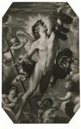 Der Genius des Ruhmes : Carracci, Annibale. Der Genius des Ruhmes. Leinwand; 174 x 114 cm. Dresden: Gemäldesammlung Alte Meister Kat. 1930 Nr. 306