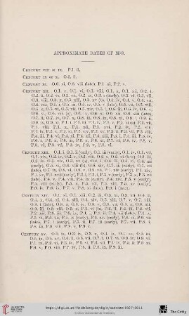 Approximate dates of mss.