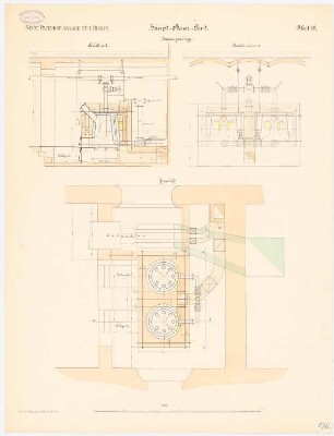 Neue Packhofanlage, Berlin-Moabit: Hauptsteueramt, Heizungsanlage: Grundriss, Ansicht, Schnitt 1:20