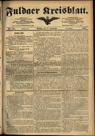 Ausgabe vom Montag, den 14. September 1908.