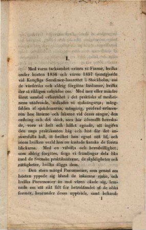 Grunddragen af Lunginflammationens äldre och nyare behandling : (akademisk afhandling)