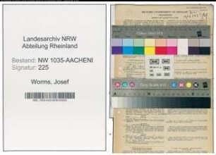 Entnazifizierung Josef Worms , geb. 26.01.1896 (Kaufmaennischer Angestellter)