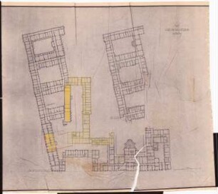 Reichsluftfahrtministerium, Berlin (Vorgängerbauten): ehemaliges Kriegsministerium: Gesamtkomplex: Grundrisse KG, Sockelgeschoss 1:250