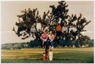 Fotomontage: Familie auf einem Baum sitzend (Prämiertes Foto Sonderthema: Familienbilder)