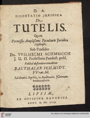 Disputatio Iuridica De Tutelis