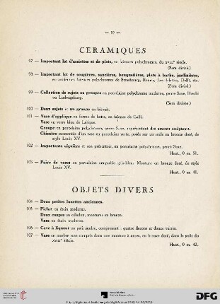 Ceramiques  (Nr. 97-103)