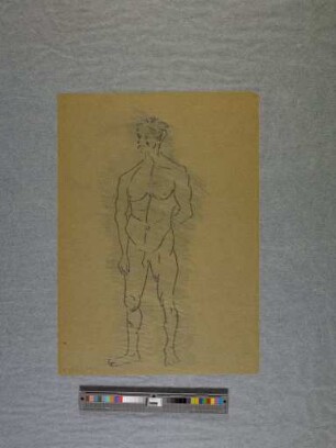 Aus dem Zeichenheft Corona Krause Klasse 1b (stehender Männerakt aus dem Unterricht - Aktzeichnen - bei Oskar Schlemmer)