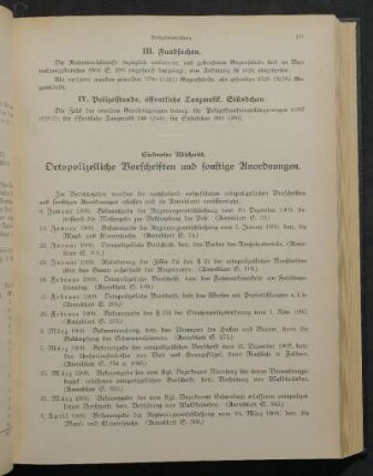 Siebenter Abschnitt. Ortspolizeiliche Vorschriften und sonstige Anordnungen.