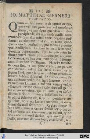 Io. Matthiae Gesneri Praefatio.
